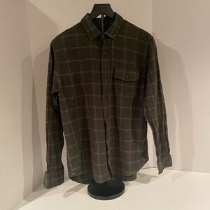 Olive Plaid Casual Button-Down Shirt